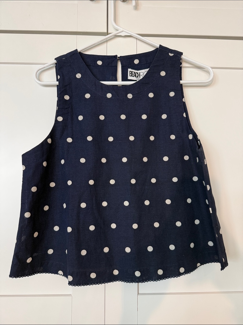 Beach Riot Navy and White Polka Dot Tank Top